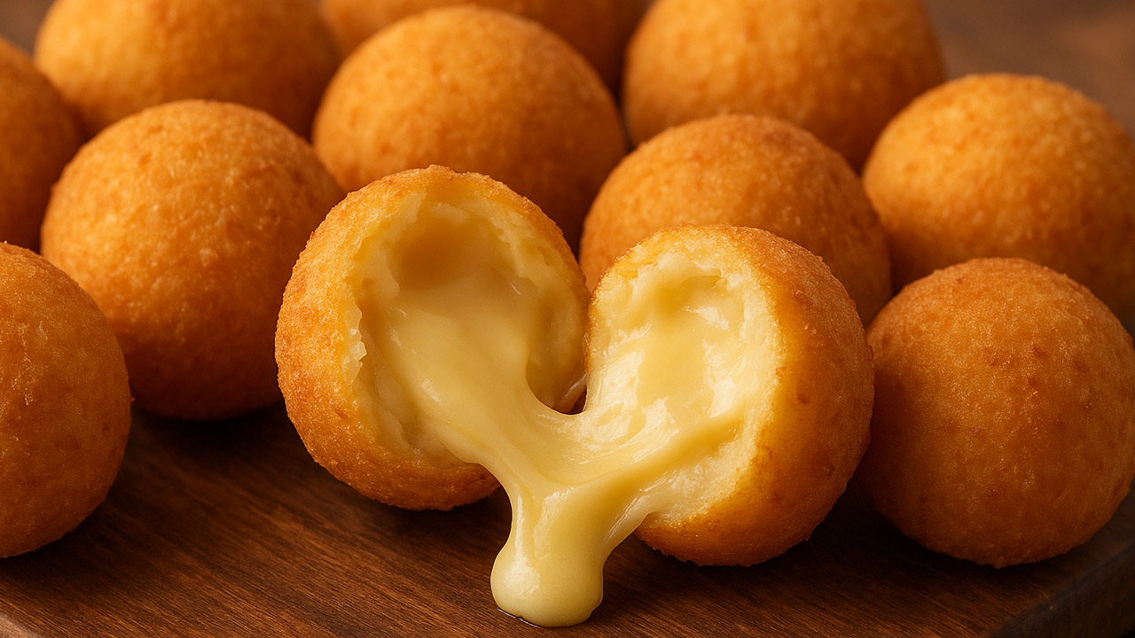 Bolinhas de Queijo Fritas (Com Massa de Salgado) Bolinhas de Queijo Fritas