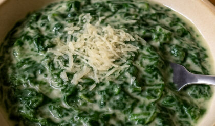 Espinafre cremoso com parmesão