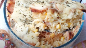 Arroz cremoso no forno micro-ondas