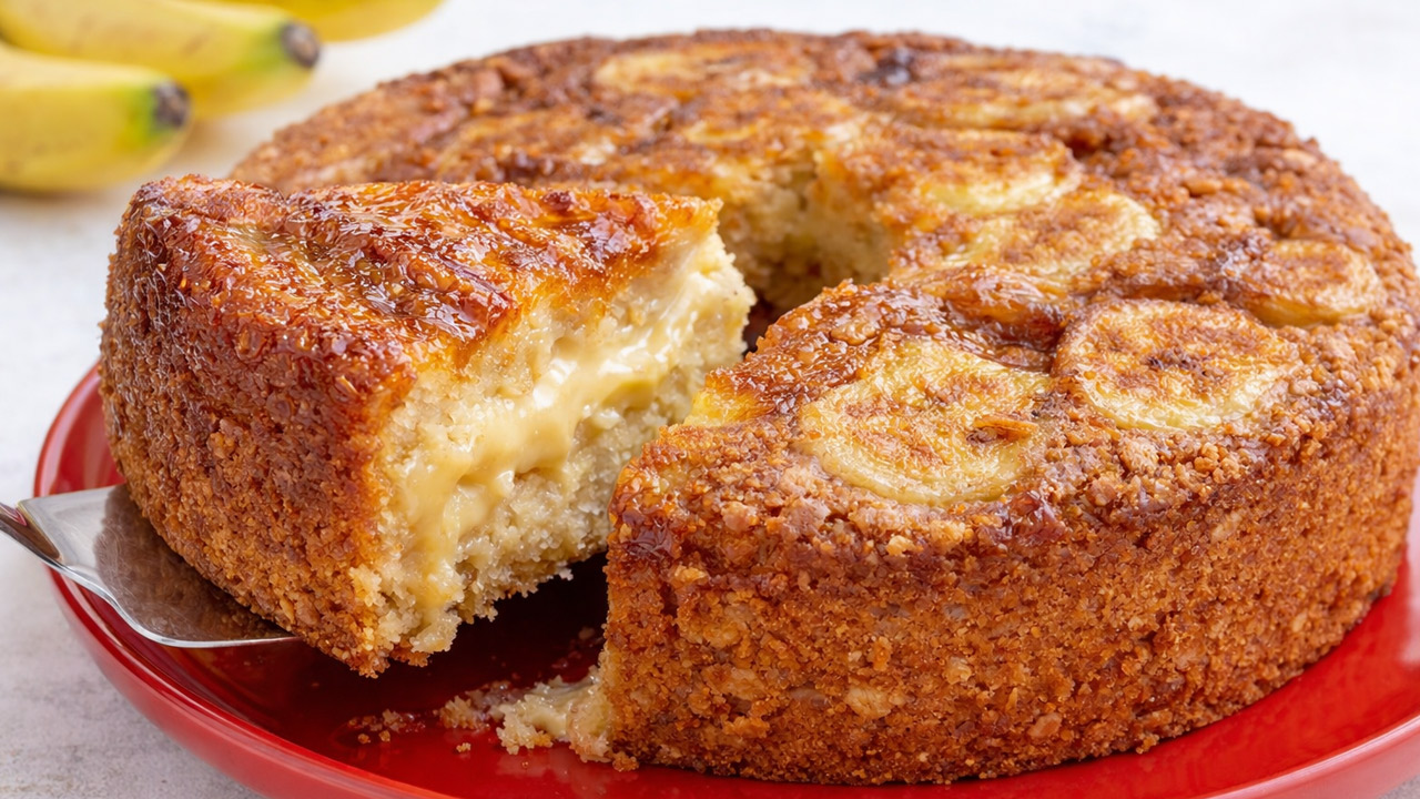 Bolo de banana recheado