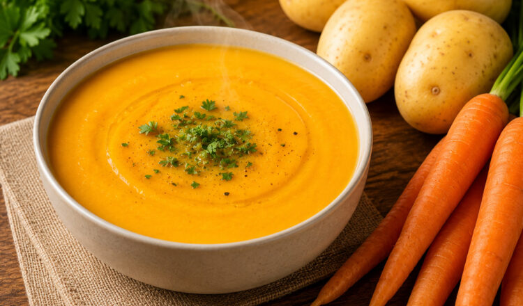 Sopa de Cenoura e Batata (Batida no Liquidificador) Sopa de cenoura com batata