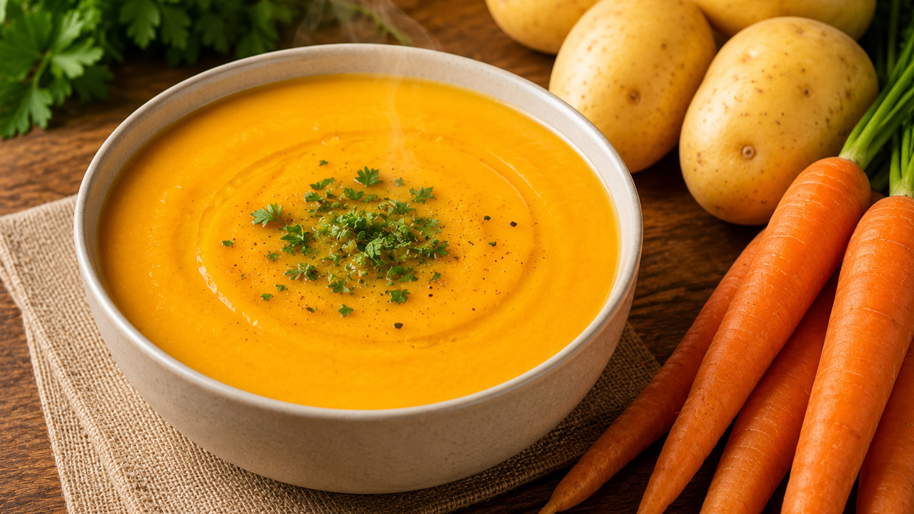 Sopa de cenoura com batata