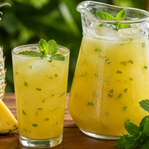 Suco de abacaxi com hortelã