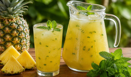 Suco de abacaxi com hortelã