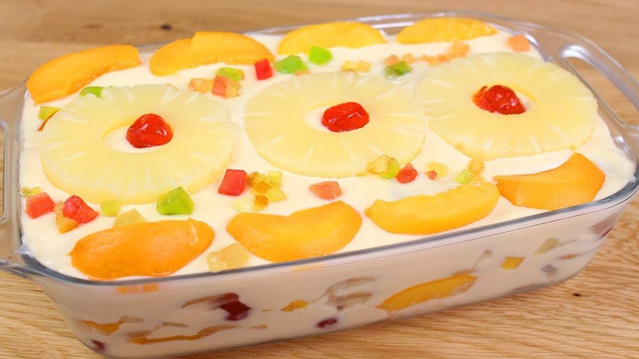 Receita de Pavê de Abacaxi com Frutas