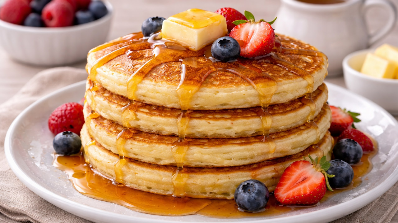 Panqueca Americana Fácil (Panqueca Doce) Panquecas americanas doces