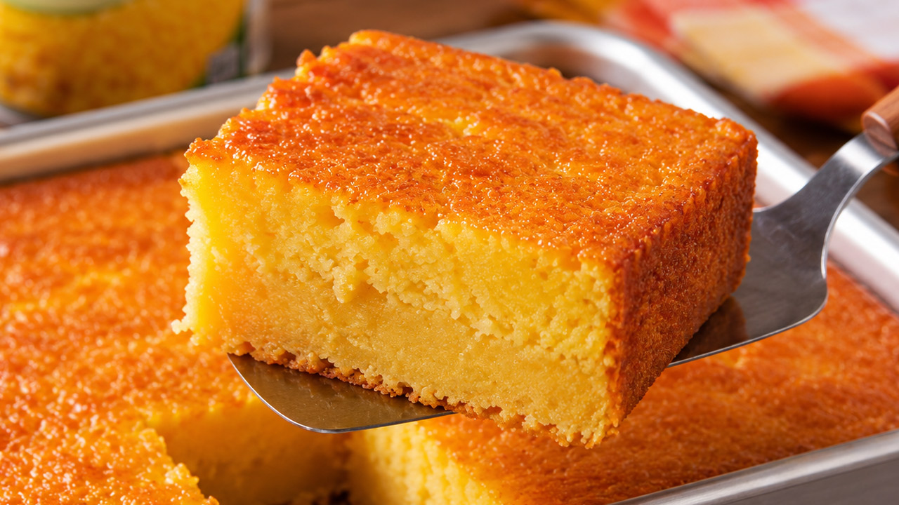 Bolo de Milho de Lata Cremoso (Feito no Liquidificador) Bolo de milho cremoso com milho de latinha