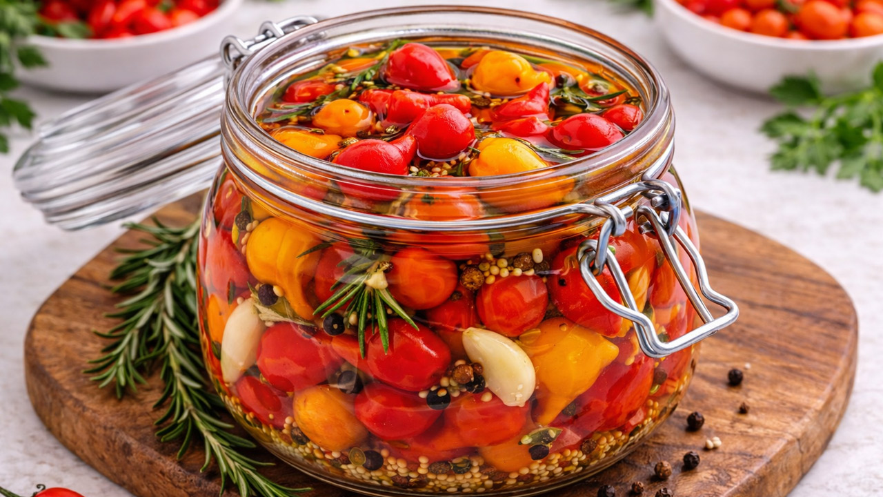 Conserva de pimenta biquinho caseira