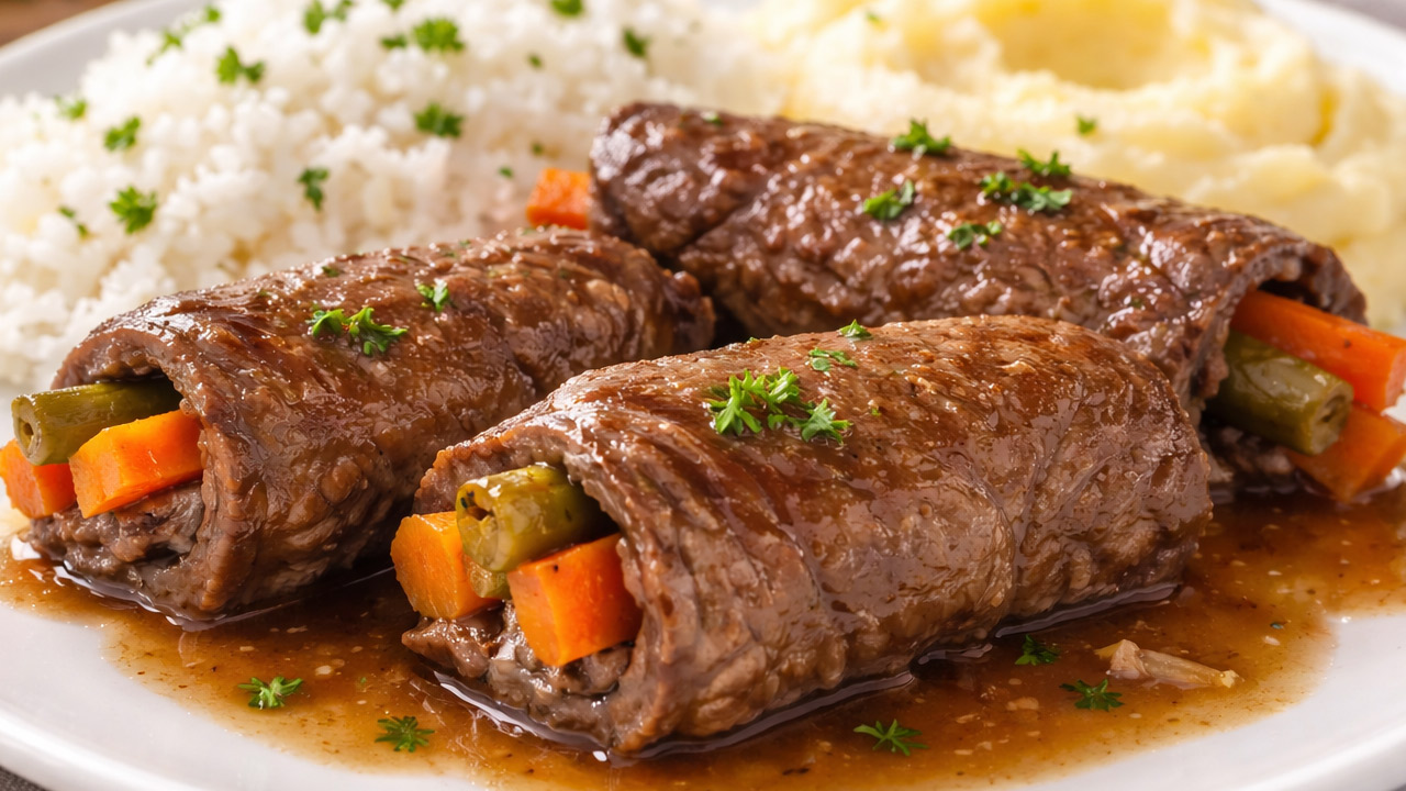 Bife a Rolê Fácil na Panela de Pressão Bife a Rolê