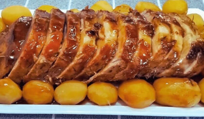 Lombo Assado com batatas ou abacaxi