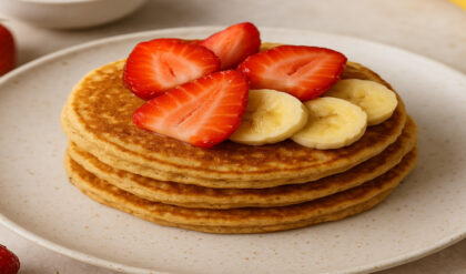 Panqueca de Banana com Aveia (Panqueca Fit) Panqueca Fit de Banana e Aveia