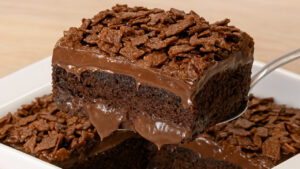 Bolo de chocolate com cobertura crocante