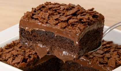 Bolo Crocante de Chocolate (Crunch Cake) Bolo de chocolate com cobertura crocante