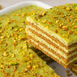 Pavê de Pistache com biscoitos de maisena