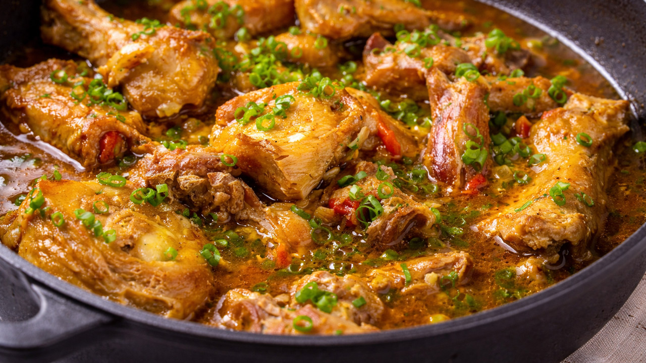 Galinha caipira na panela