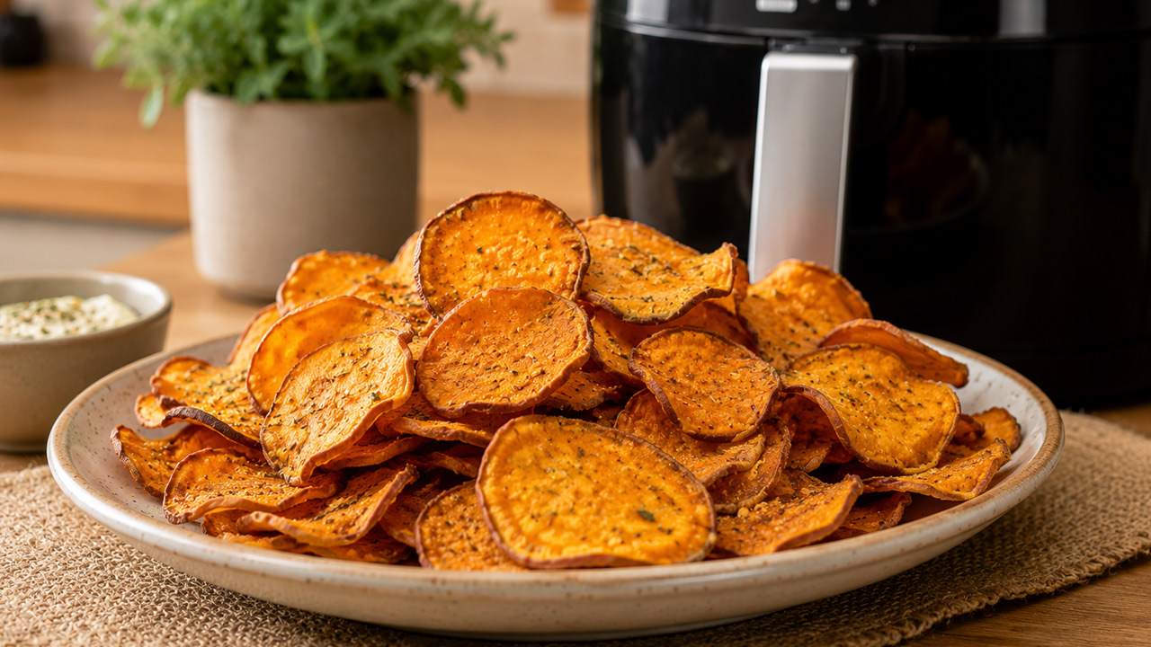 Chips de batata doce na Air Fryer