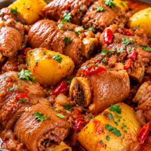 Pé de porco cozido com batatas