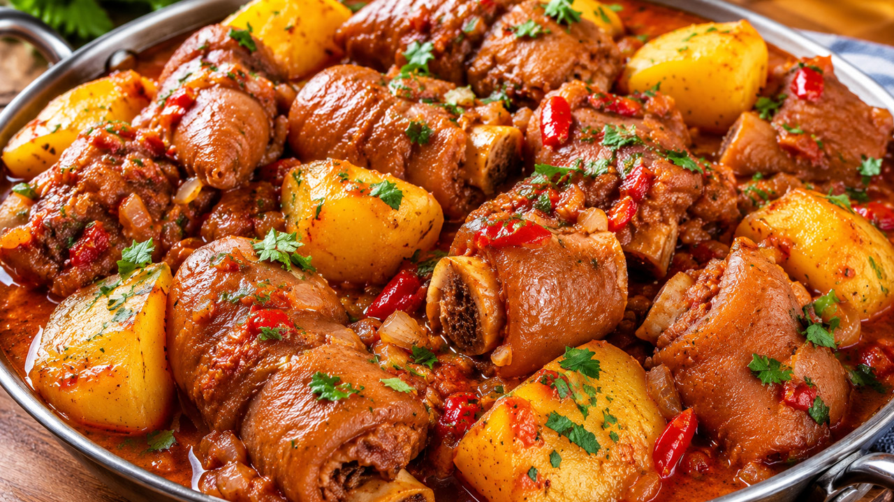 Pé de Porco Cozido com Batatas Pé de porco cozido com batatas