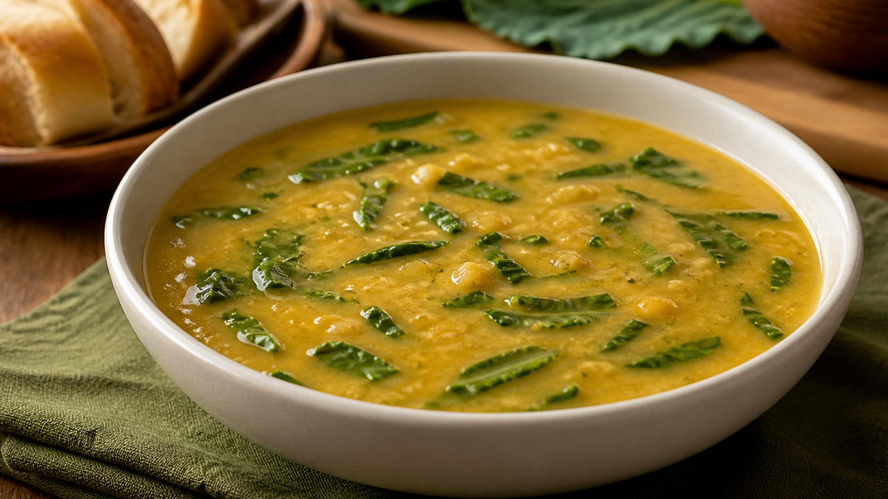 Sopa de Fubá com Couve Deliciosa Sopa de fubá com couve