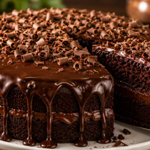 Bolo de chocolate com cobertura bem gostoso