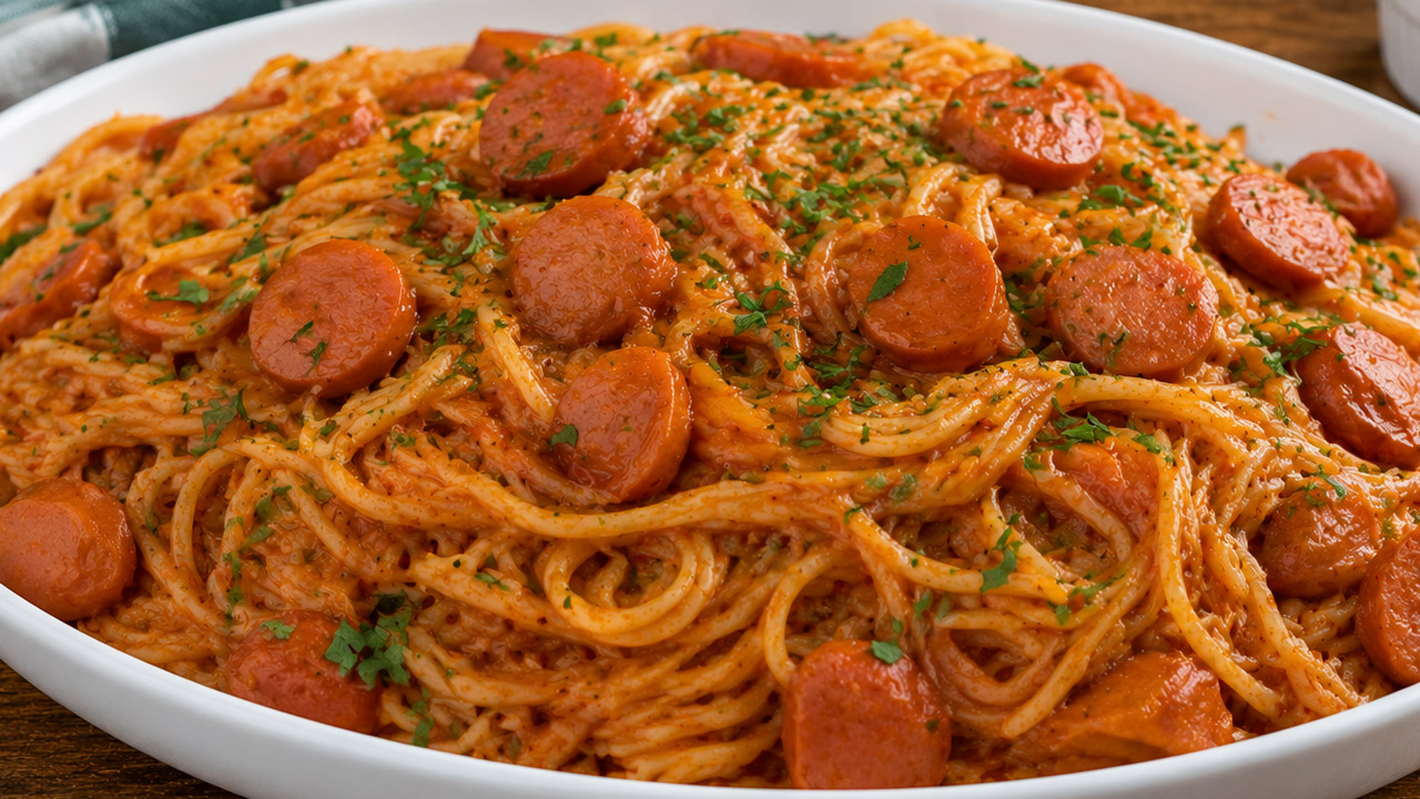 Macarronada com Salsichas: Receita Fácil Macarrão com molho de salsichas