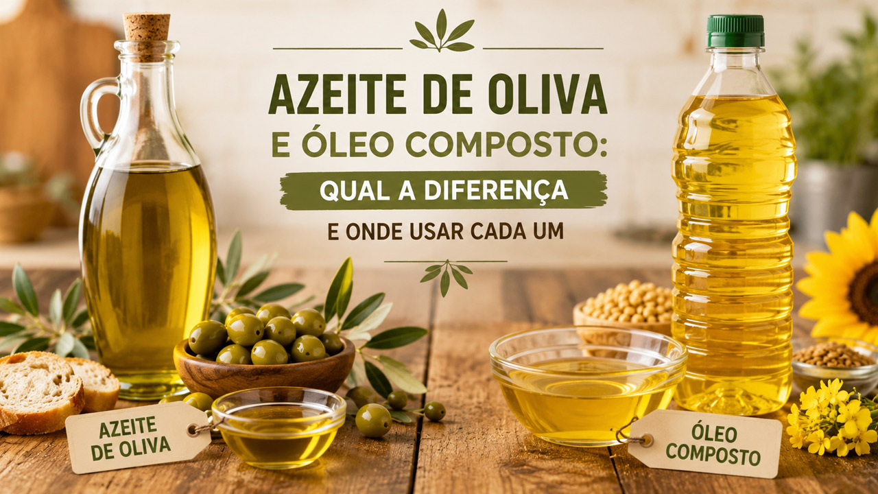 Diferença do Azeite e Óleo Composto (e qual escolher) Azeite de oliva e Óleo Composto