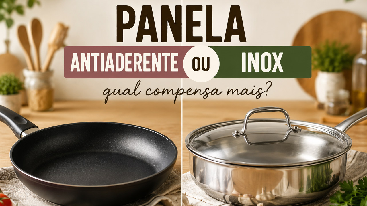 Panela antiaderente ou inox: qual compensa mais? Panela antiaderente ou de inox