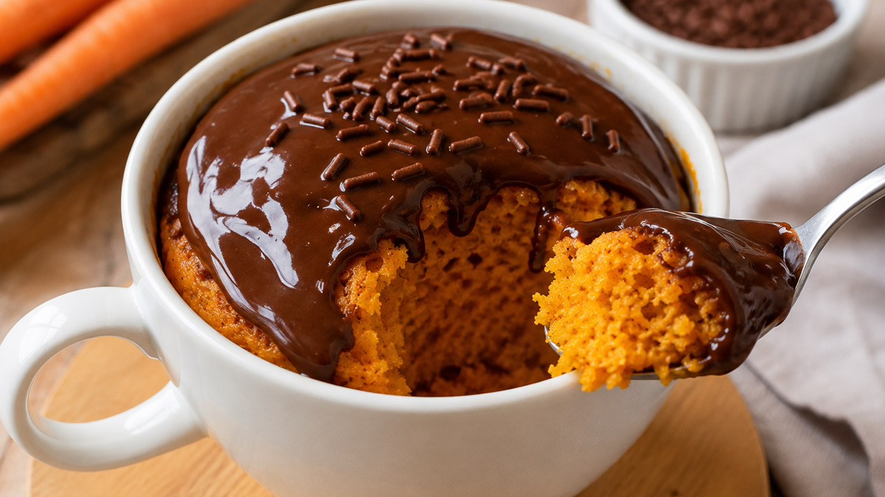 Bolo de Cenoura de Caneca (no Micro-Ondas) Bolo de Cenoura de Caneca