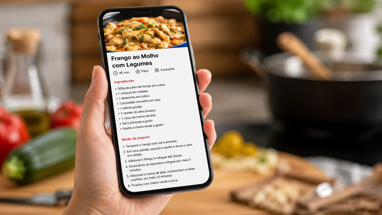 Receitas online no celular