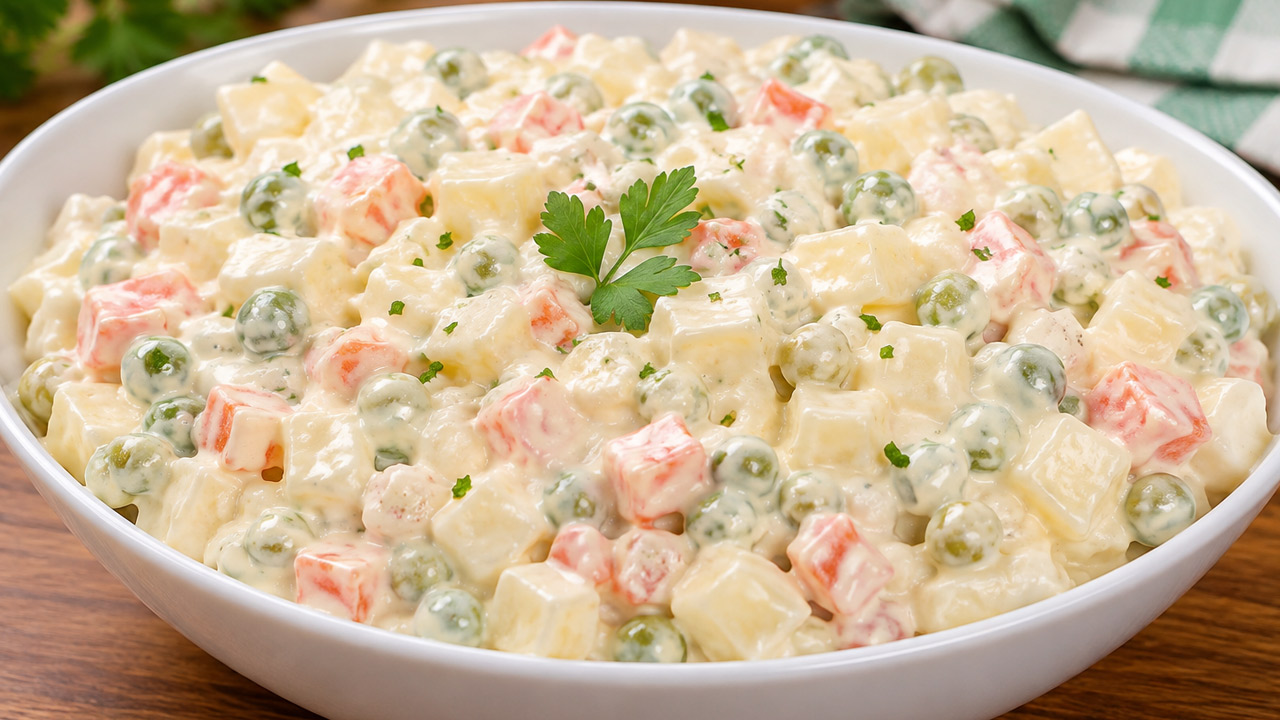 Salada de maionese com legumes picadinhos