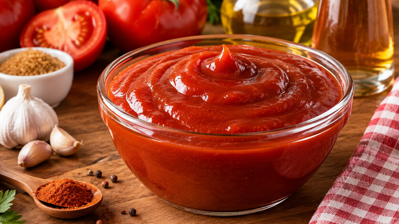 Ketchup caseiro saudável feito com tomates