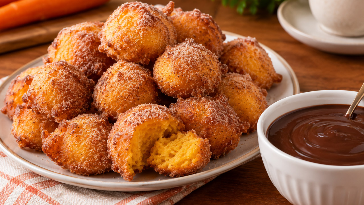 Bolinho de Chuva de Cenoura (com calda de chocolate) Bolinho de Chuva de Cenoura