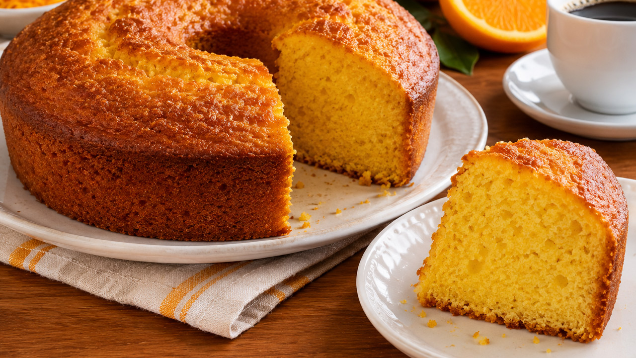 Bolo de Fubá com Laranja